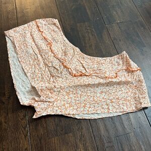 Anthropologie Orange White Floral Lounge Shorts Size L